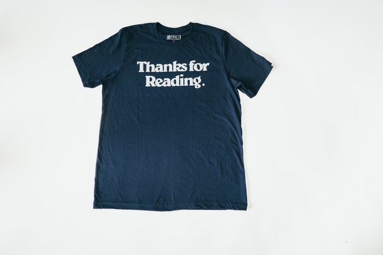Another view of "Thanks for Reading." Tee